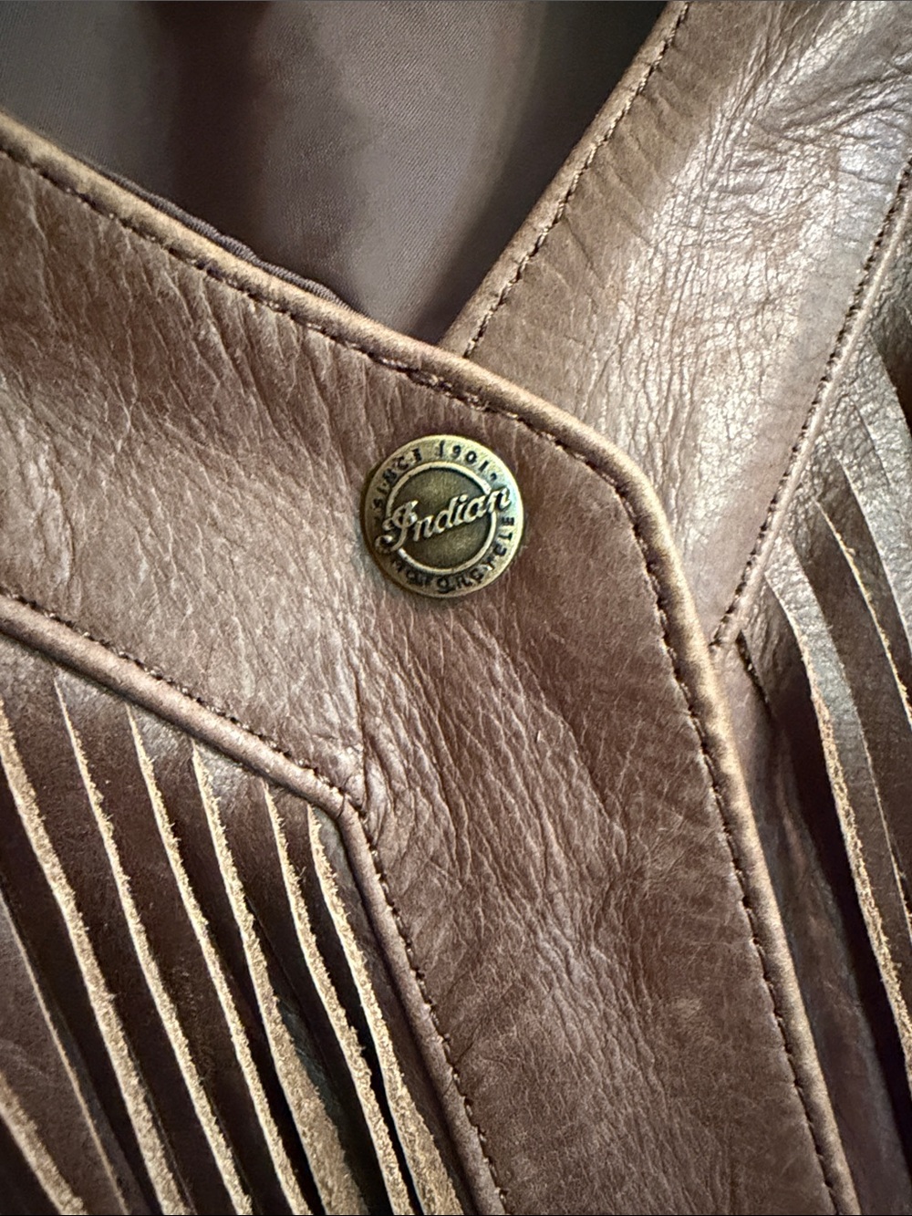 Indian Motorcycle Women’s Leather Fringe Vest. Vintage Brown Colorway. Western S - Picture 6 of 14